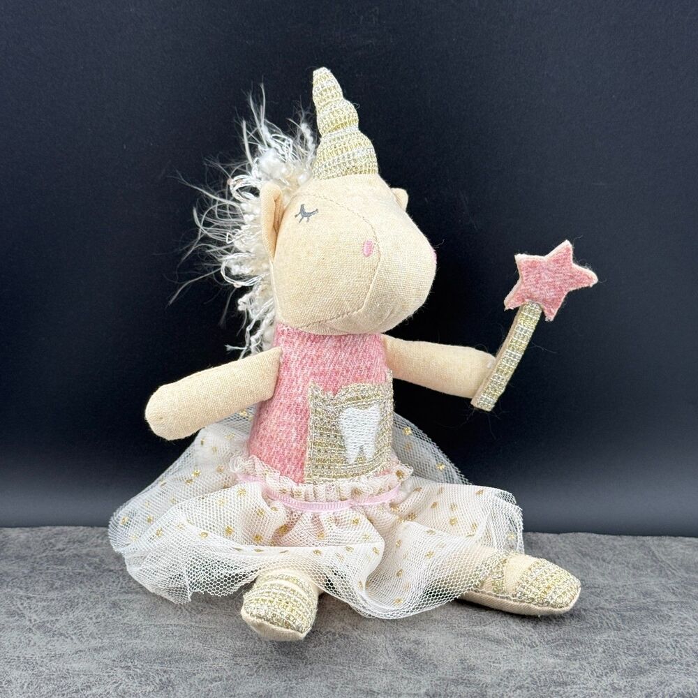 Cute Mud Pie Unicorn Tooth Fairy Toy Plush Stuffed Animal Pocket Magical 9"